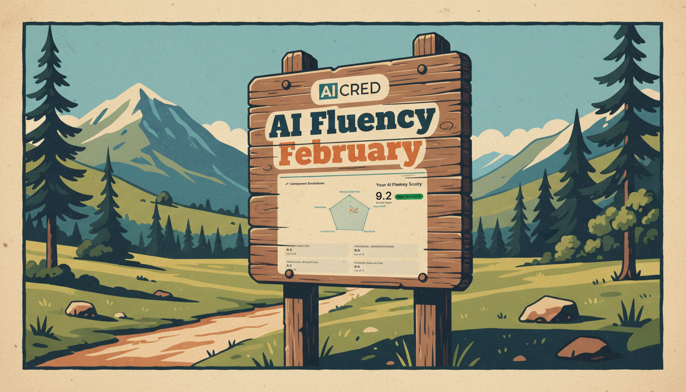 A sign that says AI Fluency February