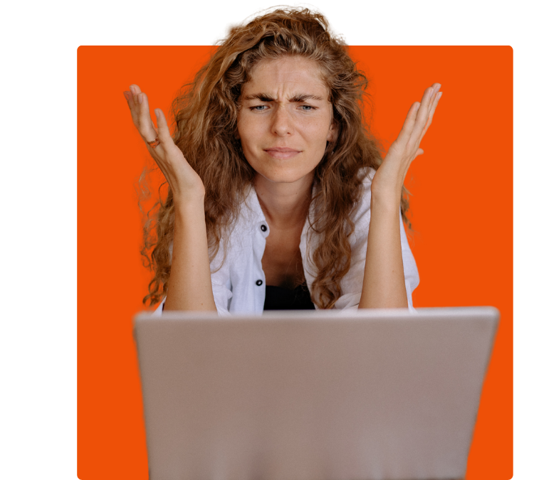 Frustrated Woman in Front of Computer