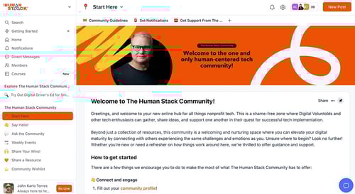 Screenshot of community page